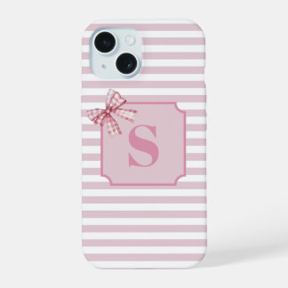 Personalised Initial Pink Bow Coquette iPhone 15 Case