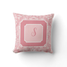 Personalised Initial Pink Square Throw Pillow