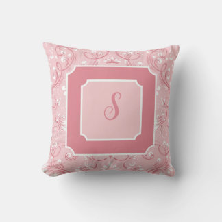 Personalised Initial Pink Square Throw Pillow