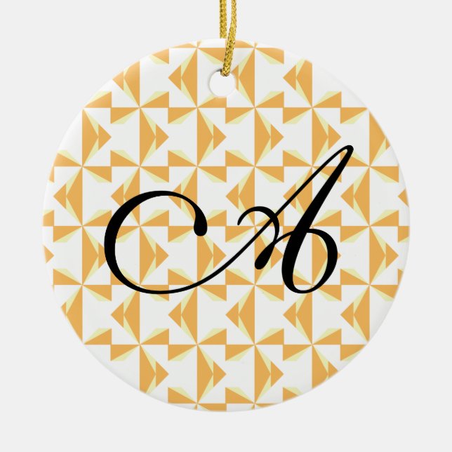 Personalised Initial Pumpkin Pinwheels Ceramic Tree Decoration (Front)