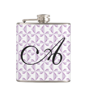 Personalised Initial Purple Pinwheels Hip Flask