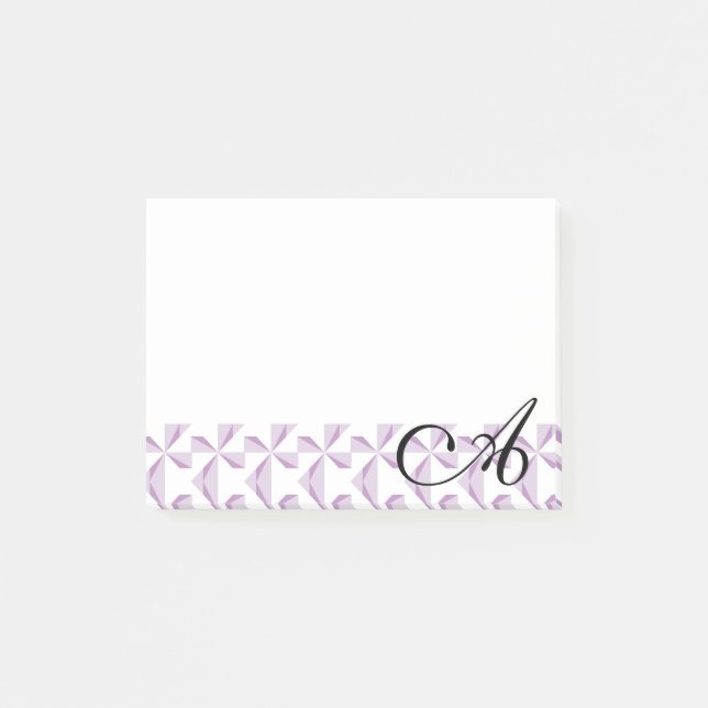 Personalised Initial Purple Pinwheels Post-it Notes (Front)