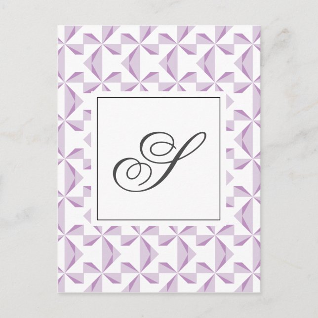 Personalised Initial Purple Pinwheels Postcard (Front)