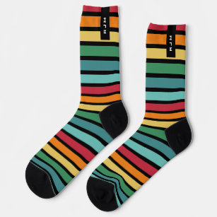 Personalised Initial Retro Stripey  Socks