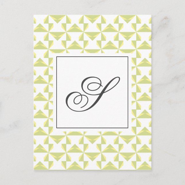 Personalised Initial Sage Pinwheels Postcard (Front)