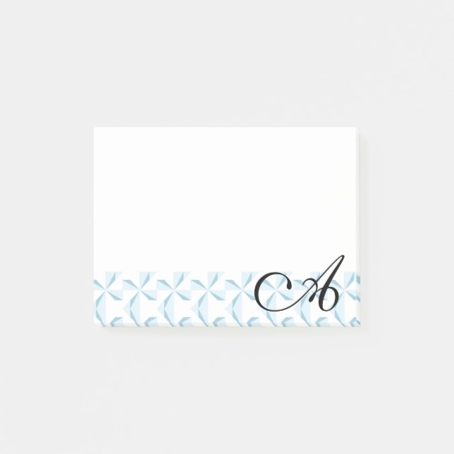 Personalised Initial Sky Blue Pinwheels Post-it Notes (Front)
