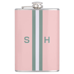 Personalised initial stripe hip flask