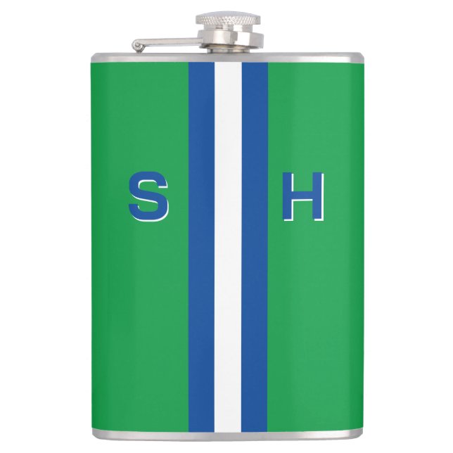 Personalised initial stripe hip flask (Front)