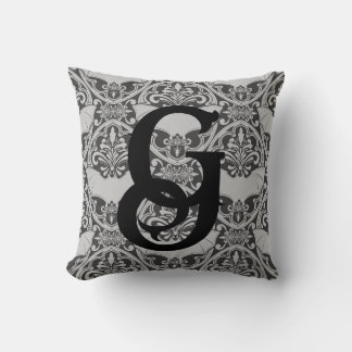 Personalised Initial Vampire Bat Damask In Grey Cushion