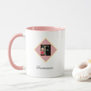 Personalised Initial Vintage Roses "F" Mug