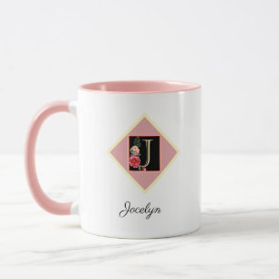 Personalised Initial Vintage Roses "J" Mug