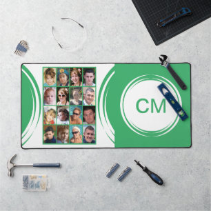 Personalised initials 16 photo green desk mat