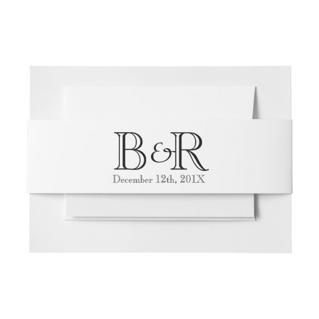 Personalised Initials and Date Belly Band Invitation Belly Band (Front Example)