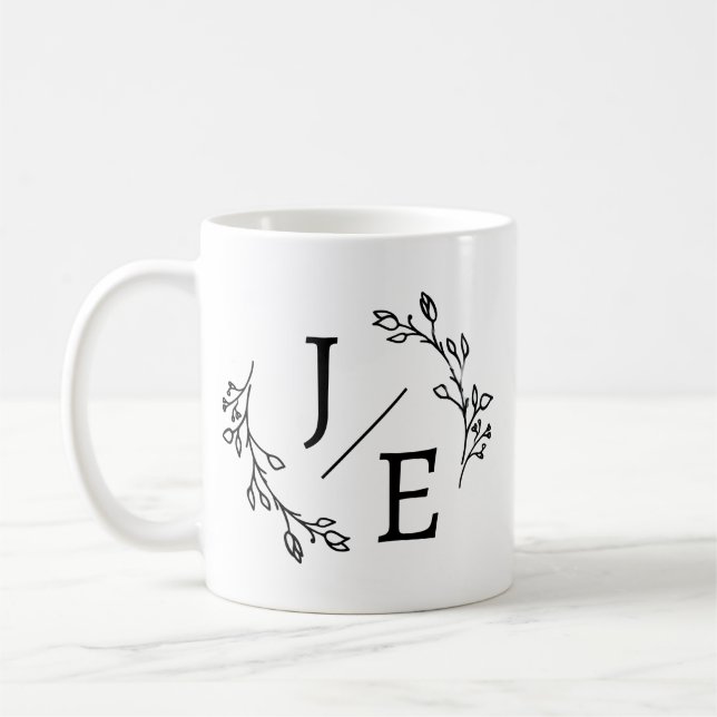 Personalised Initials Botanical Monogram Floral  Coffee Mug (Left)