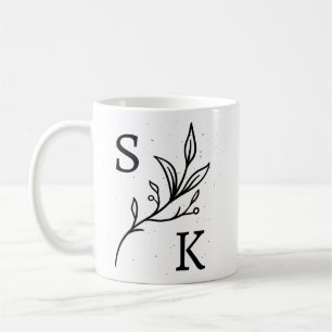 Personalised Initials Botanical Monogram Floral Coffee Mug