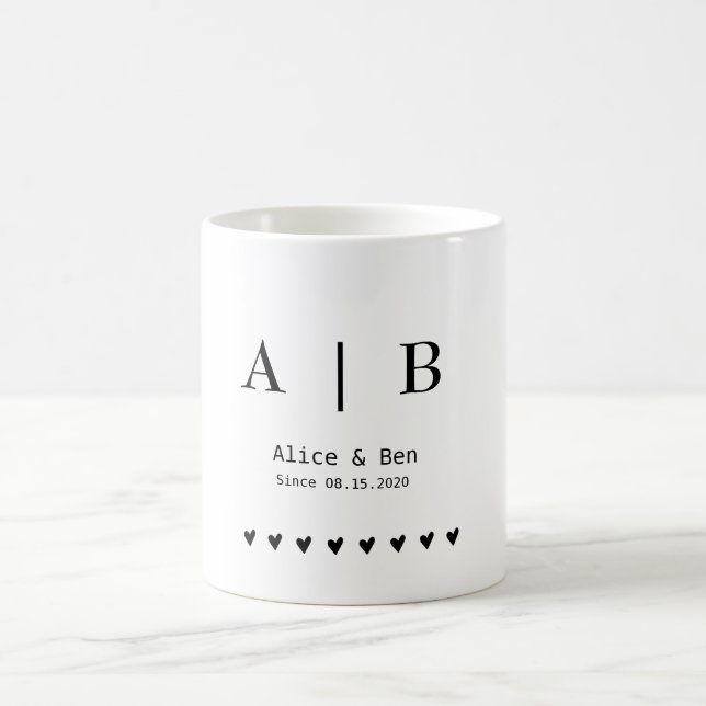 Personalised Initials & Date Mug - Custom Couples  (Center)