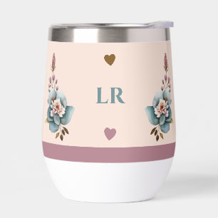 Personalised initials flowers hearts green