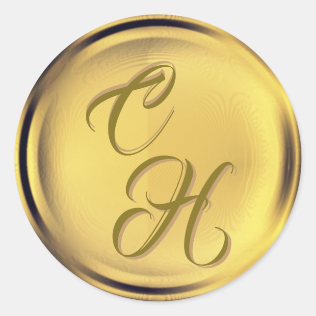 Personalised Initials Gold Faux Wax Seal (Front)