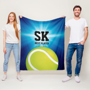 Personalised Initials   Green Tennis Ball Fleece Blanket