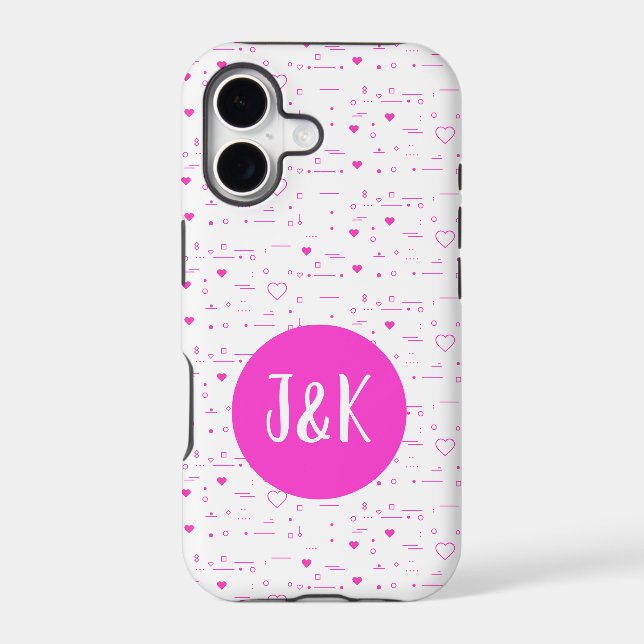 Personalised Initials J & K Pink Love Pattern (Back)