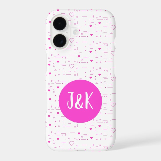 Personalised Initials J & K Pink Love Pattern (Back)
