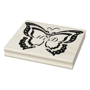Personalised Initials Large Butterfly Rubber Stamp