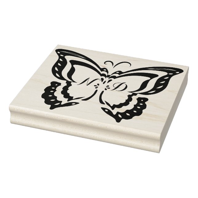 Personalised Initials Large Butterfly Rubber Stamp (Stamp)