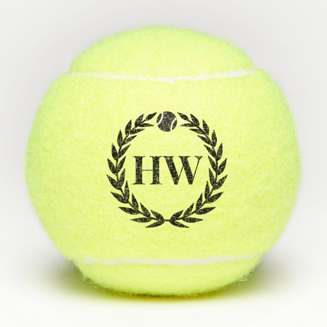 Personalised Initials Laurel Logo Tennis Balls (Front)