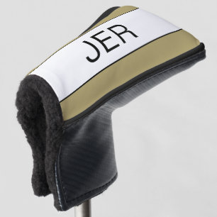 Personalised Initials Monogram Gold Black Putter Golf Head Cover