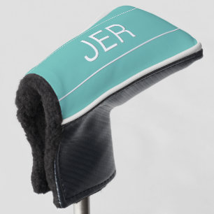 Personalised Initials Monogram Light Teal Putter Golf Head Cover