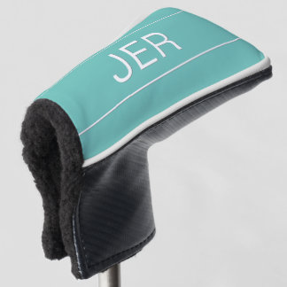 Personalised Initials Monogram Light Teal Putter Golf Head Cover