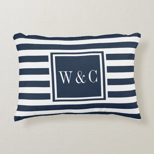 Personalised Initials Monogram Navy Blue  Decorative Cushion (Front)