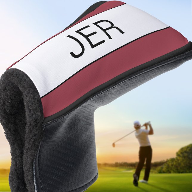 Personalised Initials Monogram Red Black Putter Golf Head Cover (Personalized Initials Monogram Red Black Putter Golf Head Cover)