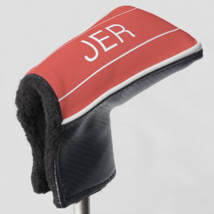 Personalised Initials Monogrammed Red Protective Golf Head Cover