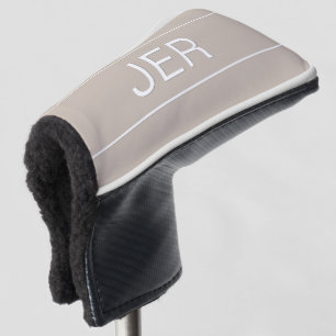Personalised Initials Monogrammed Tan Statement Golf Head Cover