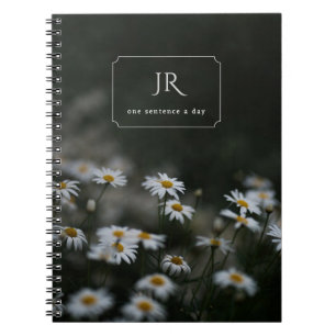 Personalised initials & moody daisies for writer notebook