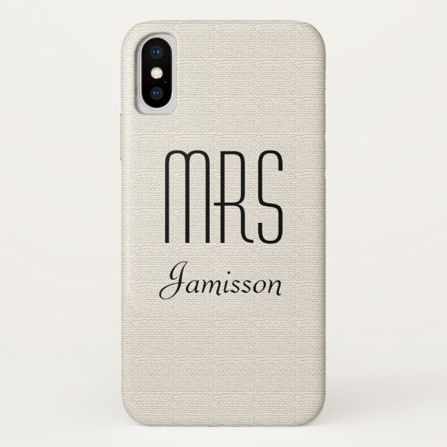 Personalised Initials MRS Rustic Off White Case-Mate iPhone Case (Back)