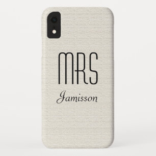Personalised Initials MRS Rustic Off White iPhone XR Case