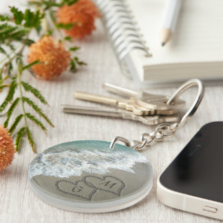 Personalised Initials on the Beach Key Ring