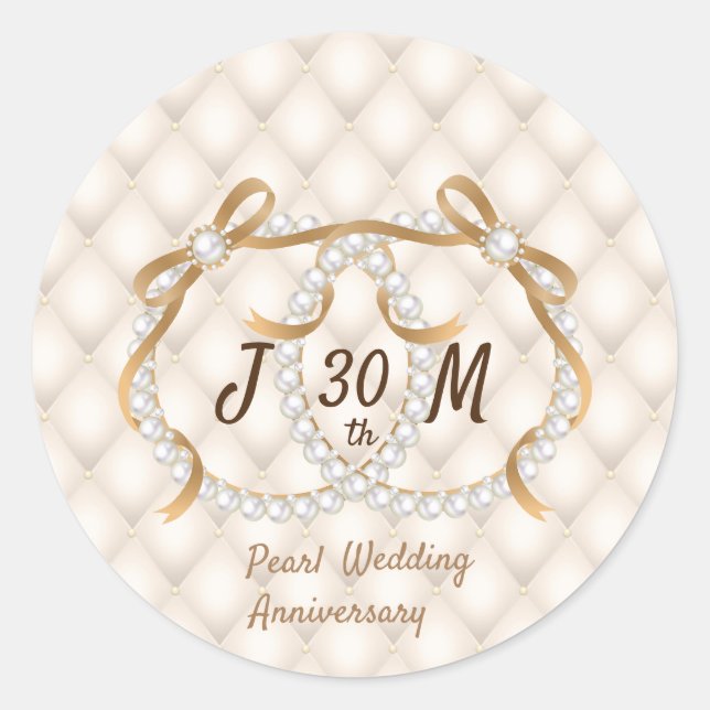 Personalised Initials Pearl Ribbon Sticker (Front)