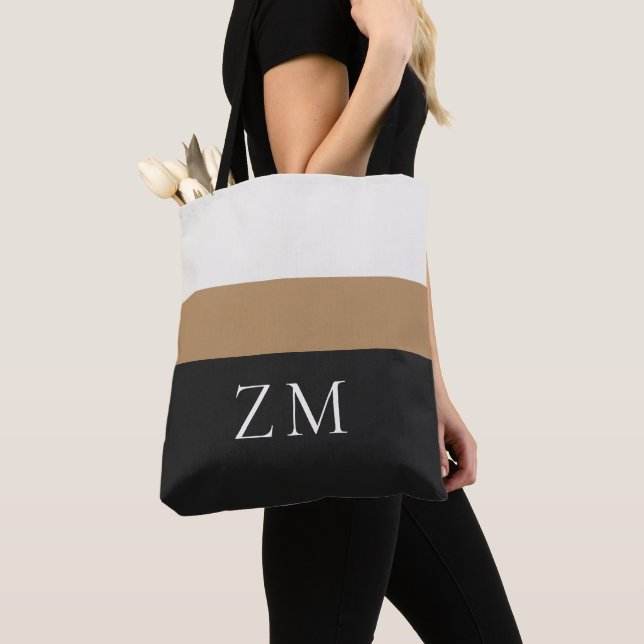 Personalised Initials | Premium Striped Design Tote Bag (Close Up)