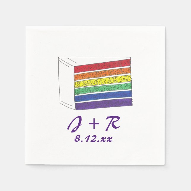 Personalised Initials Rainbow Cake Pride Napkins (Front)