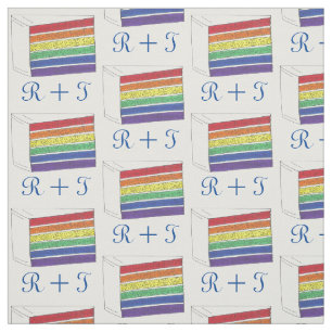 Personalised Initials Rainbow Wedding Cake Pride Fabric
