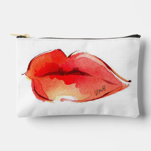 Personalised initials Red Lips Accessory Pouch
