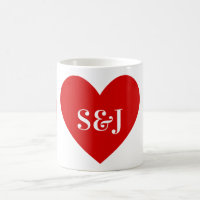 Personalised Initials Simple Red Heart Shape