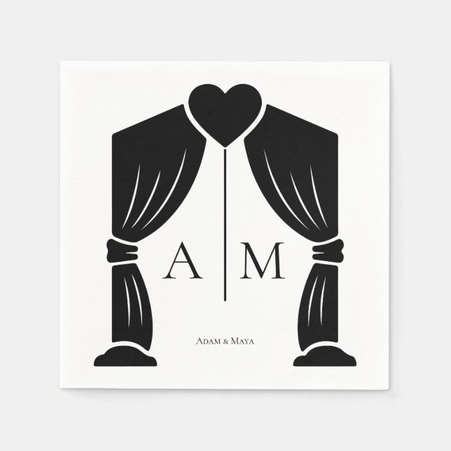 personalised initials wedding napkins elegant simp (Front)