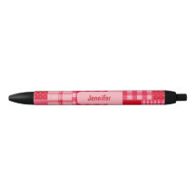 Personalised Ink Pen with pink and red patch
