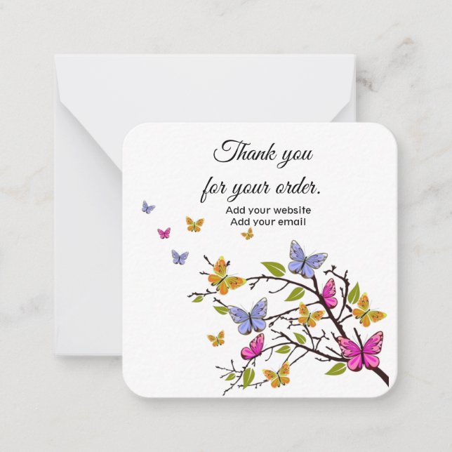 Personalised inserts Business Butterfly notecards (Front)