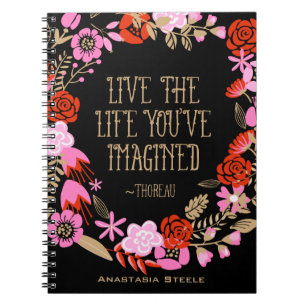 Personalised Inspiration Live Life Imagined Quote Notebook