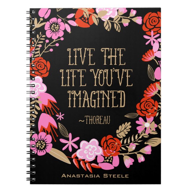 Personalised Inspiration Live Life Imagined Quote Notebook (Front)